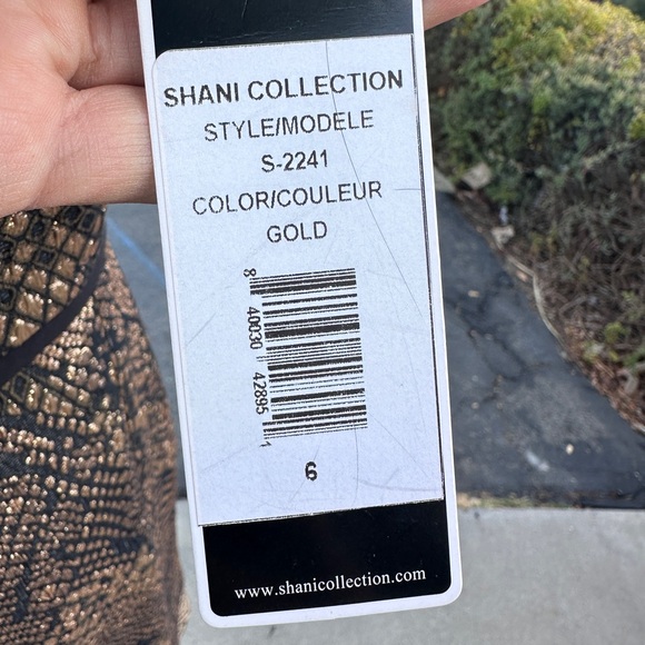 FOCUS by Shani Metallic Jacquard A-Line Dress size 6 - Picture 6 of 13